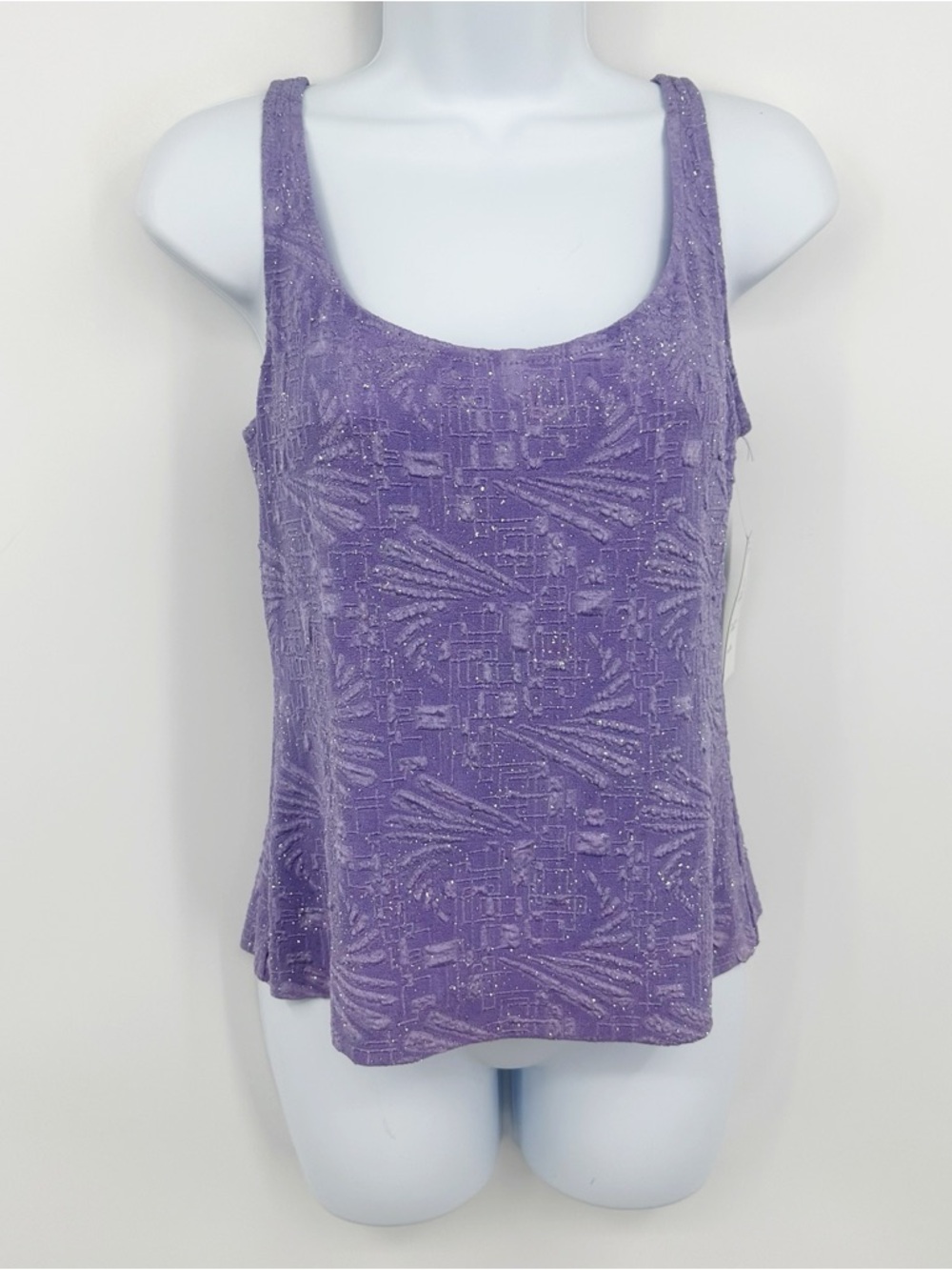 Vintage Y2K Purple Sparkling Tank Top Size Medium Whimsical Fairycore Festival